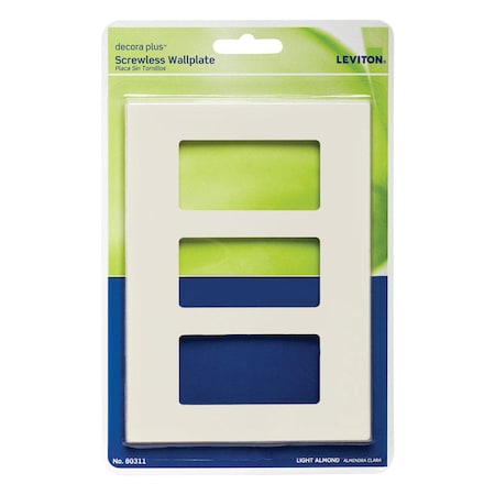 Leviton Leviton Decora Plus Almond 3 gang Polycarbonate Decorator Screwless Wall Plate 1 each 80311-T